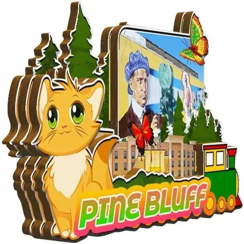 Vista 2 de Pine Bluff Arkansas USA - Imán de madera para nevera 3D, monumentos coleccionables de viaje, decoración hecha a mano -1356