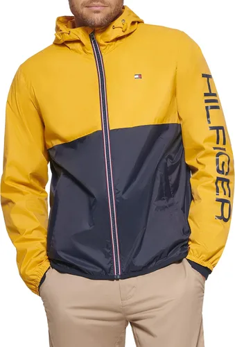 Vista 4 de Tommy Hilfiger - Chaqueta impermeable con capucha para hombre, ligera, para lluvia