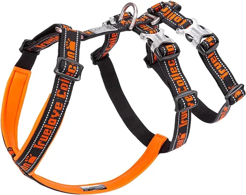 Vista 10 de Truelove TLH6571 - Arnés de nailon para perro, reflectante, ajustable, sin tirones, para perros pequeños, medianos y grandes, TLH6571 Negro/Naranja