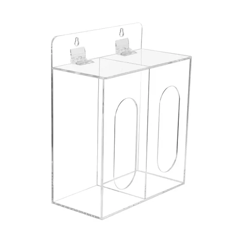 Vista 5 de Dispensador de mascarillas acrílicas y guantes con tapa, dispensador doble de montaje en pared para máscara facial, redecilla, cubierta de zapatos