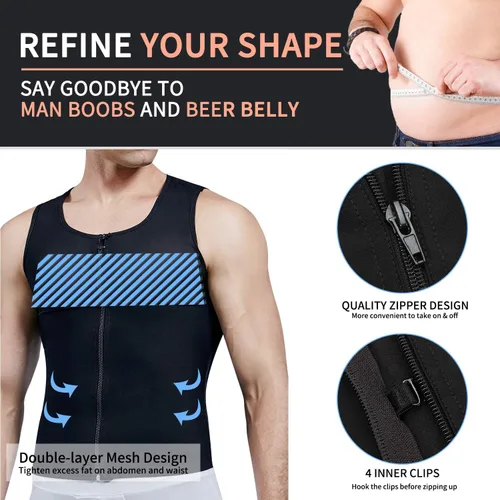 Vista 2 de Camisas de compresión para hombres Shapewear Adelgazar Tank Tops Abdomen Shaper Chaleco Abs