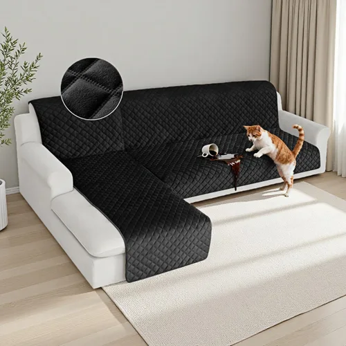 Vista 15 de HDCAXKJ Fundas impermeables para sofá modular, acolchadas de terciopelo, 2 piezas, en forma de L, lavables, gruesas, antideslizantes, con protector