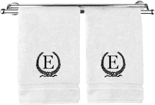 Vista 58 de Toalla de mano con monograma, regalo personalizado, 16 x 30 pulgadas, letra blanca bordada con diseño de corona en toalla negra, extra absorbente
