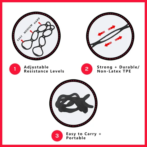 Vista 6 de Walk At Home Guantes de entrenamiento negros Happy Walking Fitness para hombres y mujeres con 7 anillos ajustables bandas de resistencia bandas