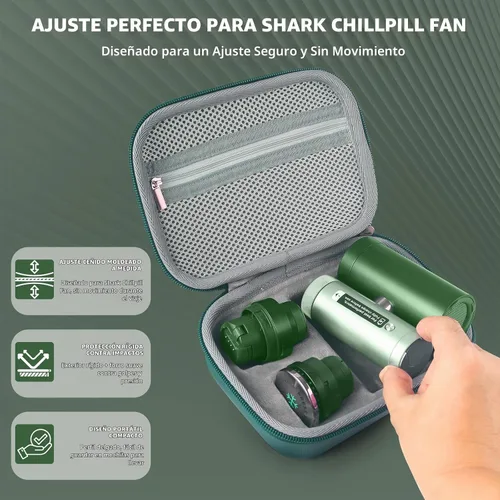 Vista 5 de Hard Carrying Case Compatible with Shark ChillPill Fan Accessories Green