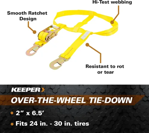 Vista 3 de Keeper – Amarre sobre la rueda de 2" x 6.5' - Límite de carga de trabajo de 2,000 libras y resistencia a la rotura de 6,000 libras