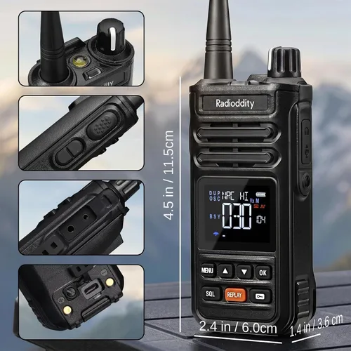 Vista 7 de Radioddity X1 Pro GMRS Handheld Radio IP67 Waterproof, Replaceable Battery Noise Reduction, 7W Long Range Walkie Talkies Repeater Capable, Record &