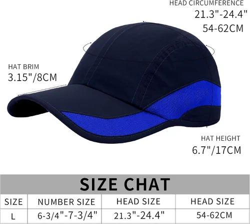 Vista 5 de Gorra de béisbol de secado rápido para hombres y mujeres, con protección solar y protección solar