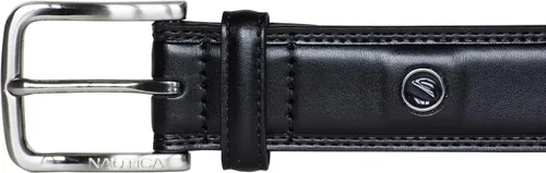 Vista 2 de Nautica Men's Logo Inlay Ornament Double Stitch Leather Belt