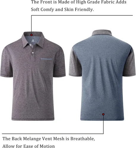 Vista 24 de V VALANCH Polo de golf de manga corta para hombre, estilo casual, con cuello que absorbe la humedad