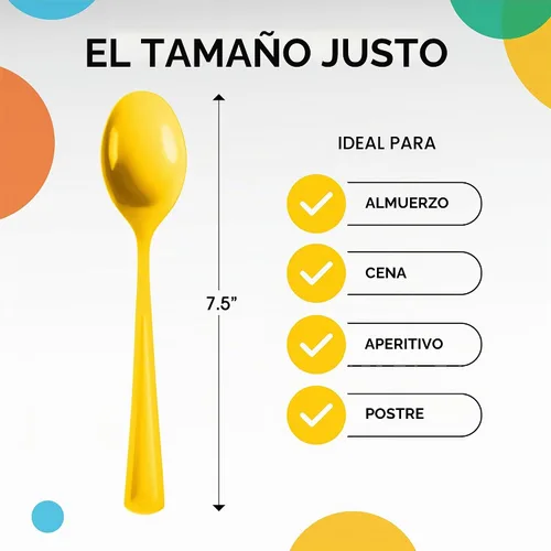 Vista 2 de Party Solids - Cubertería de plástico resistente, 200 piezas, cucharas desechables de plástico amarillas, cubiertos, cubiertos Amarillo