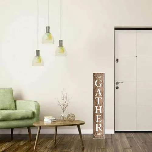 Vista 3 de KPSheng Letrero vertical de madera con texto en inglés, 8 x 48 pulgadas, decoración de casa de campo, decoración rústica para colgar o de pie