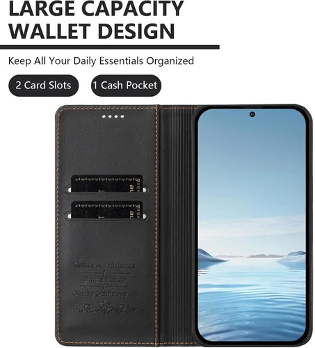 Vista 3 de Funda compatible con Tecno Spark Go 1 / 1S / Spark Go 2025, compatible con Tecno Pop 9 4G 【Bloqueo RFID】【Tarjetero con cierre magnético】 Marrón