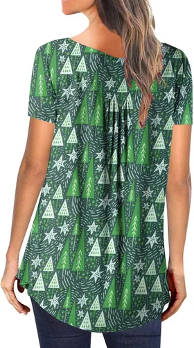 Vista 7 de SMIDOW Linda túnica de moda 2023 para mujer, color degradado, casual, holgada, larga, plisada, fluida