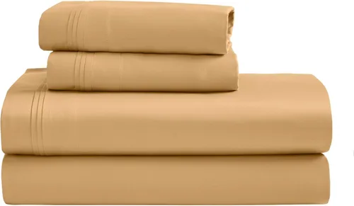 Vista 23 de SUPERIOR Juego de sábanas de algodón egipcio de 4 piezas, lujo de 1500 hilos, diseño moderno, sábanas sostenibles, básicos ultrasuaves, sólido