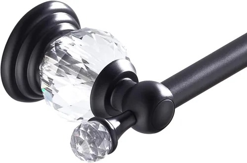 Vista 3 de Barra de Toallas Crystal de WINCASE, Toallero Ajustable Negro, Soporte de Toalla de Mano Individual, Barra de Toalla de Ducha para Baño, Barra