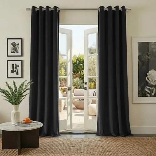Vista 43 de NICETOWN Cortinas de terciopelo beige 100% opacas de 84 pulgadas de largo, 52 pulgadas de ancho, 2 paneles para dormitorio y sala de estar, cortinas