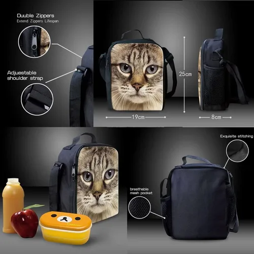 Vista 7 de ZFRXIGN Lonchera de lobo para niños y niños, bolsa de almuerzo aislada, bolsa térmica Bento, bolsa de almuerzo para niños y adultos, picnic