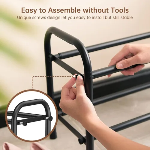 Vista 3 de Gonfoam Zapatero expandible de 2 niveles, estante ajustable para zapatos, organizador de almacenamiento de metal resistente, zapatero de pie