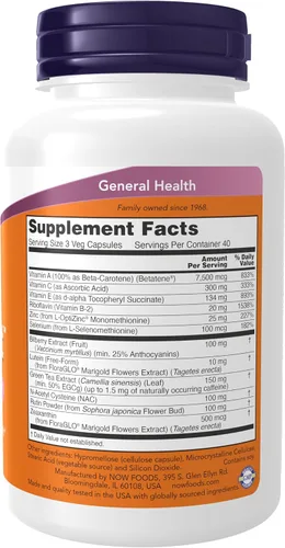 Vista 2 de NOW Suplementos, Ocu Support™ con luteína FloraGLO®, además de vitaminas A, C y E, 120 cápsulas vegetales