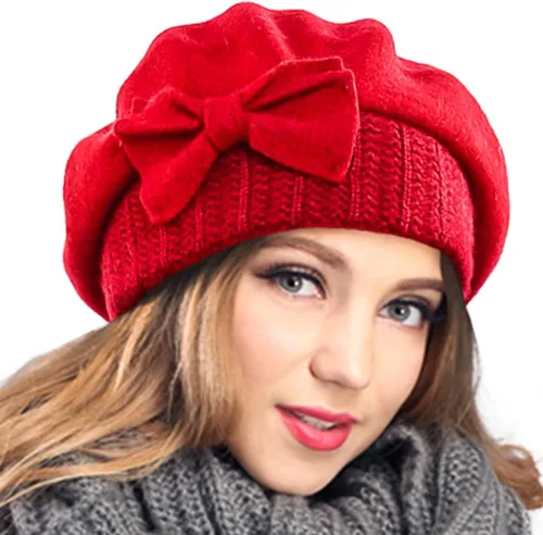 Vista 13 de VECRY - Gorro 100% de lana para mujer, boina de fieltro tipo campana, gorro de vestir para invierno