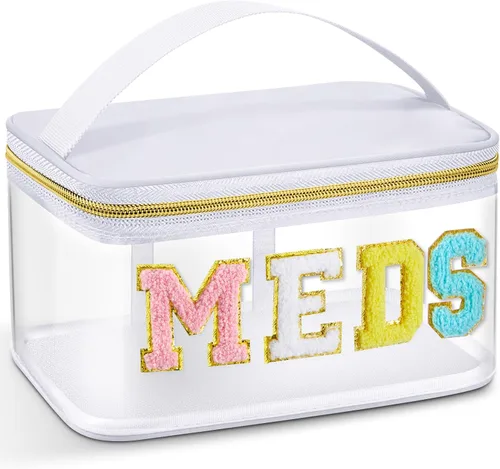 Vista 22 de Geetery Bolsa de Letras de Chenilla, Estuches de Viaje Meds Cheer Regalos para Porristas Bolsa de Cosméticos Maquillaje de Nylon Portátil Preppy