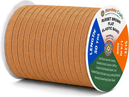 Vista 12 de Mandala Crafts 20 yardas 1/2 pulgada 0.472 in bandas elásticas beige