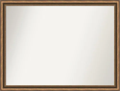 Vista 254 de Amanti Art Espejo de baño de bronce para sobre fregadero, 24 x 24 pulgadas, espejo de tocador cuadrado estrecho de bronce Manhattan, marco de madera