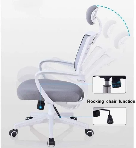 Vista 2 de Mesh High Back Super Soft Gray Rotating Office Chair with Support and Fixed Armrest(D)