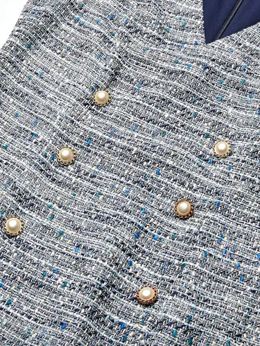 Vista 3 de Karl Lagerfeld Paris Vestido sin mangas de tweed multicolor para mujer