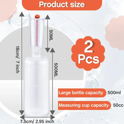 Vista 2 de Dunzy Botella dosificadora de volumen ajustable, contenedor de dosificación de 16.9 fl oz, botella de dosificación de plástico con medida