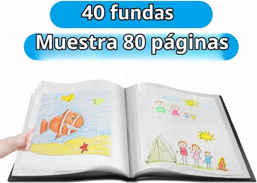 Vista 2 de Presentation Book 40 Clear Pockets Sleeves Protectors Art Portfolio Clear Book for Artwork, Report Sheet, Letter （8.5x11.5inch