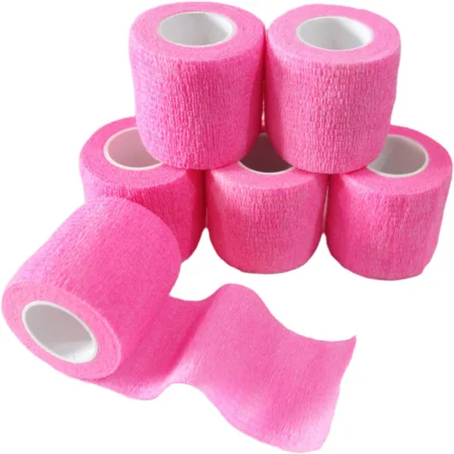 Vista 21 de Paquete de 6 vendajes autoadhesivos de 1 pulgada x 5 yardas, transpirable, cohesivo para mascotas, cinta elástica autoadhesiva para deportes, Negro