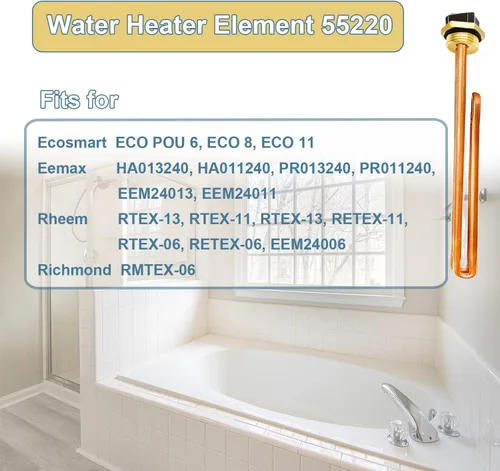 Vista 2 de Elemento calentador de agua HE 55220 mejorado, para Ecosmart ECO POU 6, ECO 8, ECO 11, Rheem, Eemax, Richmond calentadores de agua eléctricos sin