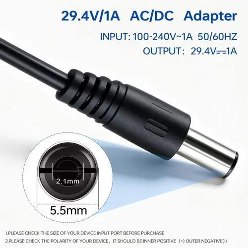 Vista 2 de Cargador de repuesto de 29.4 V para baterías de litio de 24 V/25.2 V para Hoverboard Gotrax, cable adaptador de cargador de alimentación de 29.4