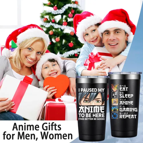 Vista 3 de Regalos de anime para hombres y mujeres – Kawaii Navidad, regalos de cumpleaños para fanáticos de la animación japonesa, amantes – Vaso de 20 onzas