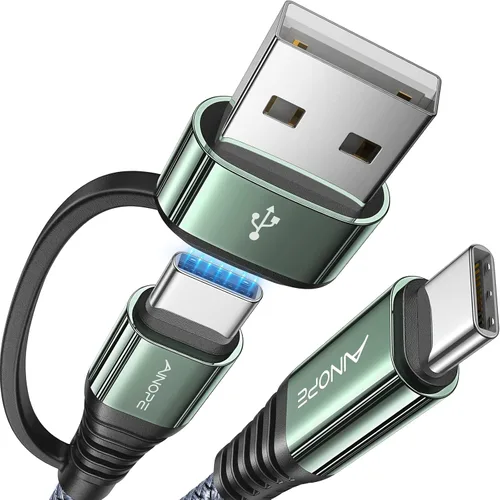 Vista 11 de Cable AINOPE USB C a USB C, Cable USB C de 1 Pie de Carga Rápida con Adaptador USB a USB C, Cable USB a USBC de 60W para iPhone 17 Pro Max Air, Gris