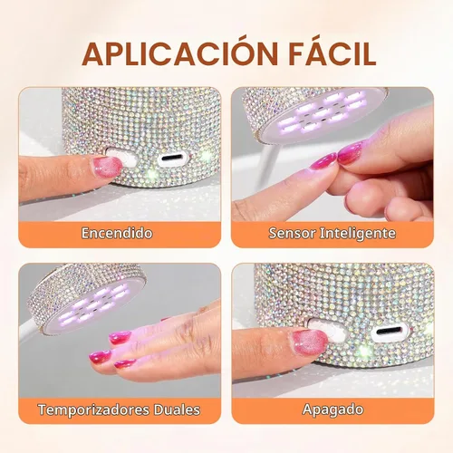 Vista 6 de Lámpara de uñas LED UV, mini luz UV para esmalte de uñas de gel, secador de uñas LED recargable, secado rápido, lámpara de uñas UV para el hogar