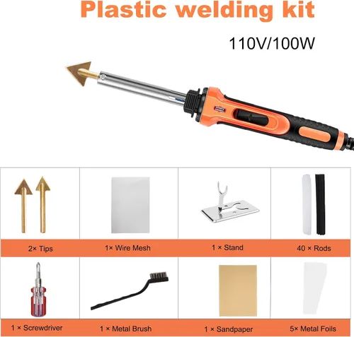 Vista 3 de Kit de soldadura de plástico, soldador de plástico de 110 V/100 W, para bricolaje, parachoques de automóvil, salpicadero, kayak, herramienta
