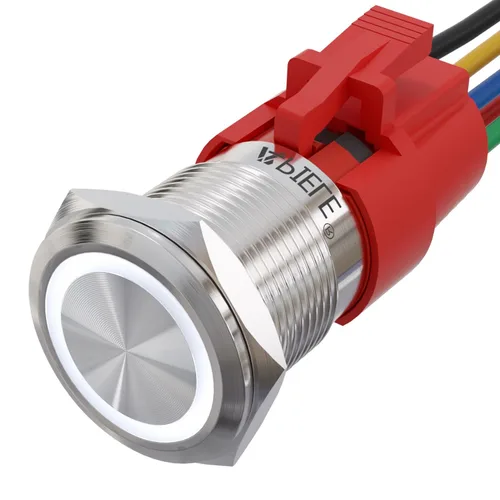 Vista 17 de APIELE Interruptor momentáneo de botón de encendido y apagado de 0.748 in de aleación de aluminio con cabezal de ojo de ángel LED de 12 V
