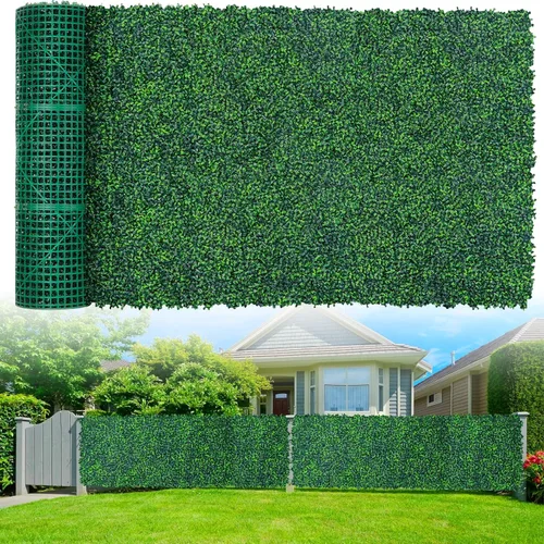 Vista 13 de Grooy Paneles de rollo artificiales de madera de boj, 40" x 120" (33.33 pies cuadrados) Pantalla de valla de privacidad con hojas de hiedra