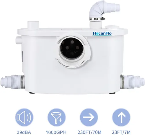 Vista 5 de 500pro - Bomba maceradora con cuchillas impulsoras, bomba de alcantarillado, 3 conexiones para baño, fregadero, sótano, eliminación de agua