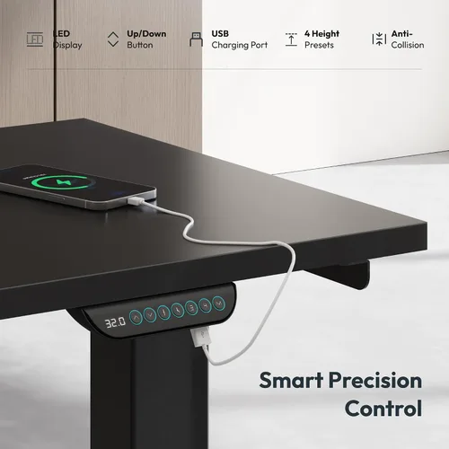 Vista 7 de SANODESK 63"x47" L-Shaped Electric Standing Desk, Triple Motor, Black Black Desktop+black Frame