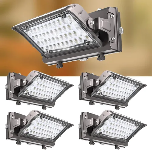 Vista 15 de Lightdot Paquete de 6 luces LED de pared de 70 W, 100-277 V, fotocélula inteligente del atardecer al amanecer, 10500 lm (150 Lm/W) 5000 K IP65
