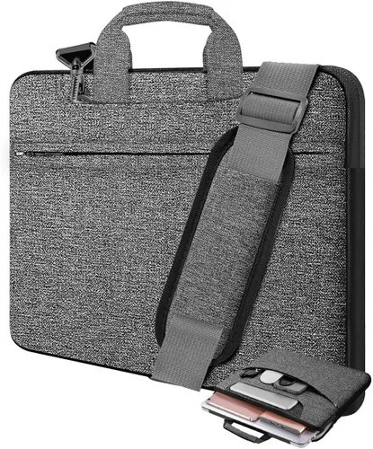 Vista 16 de Funda para laptop de 13.3 pulgadas con correa para el hombro, maletín delgado para computadora con correa compatible con MacBook Air/Pro 13/Pro 14