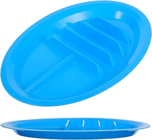 Vista 7 de 10 platos de plástico para tacos para fiestas, platos de tacos de plástico con divisores, soporte grande para tacos con 2 áreas de inmersión