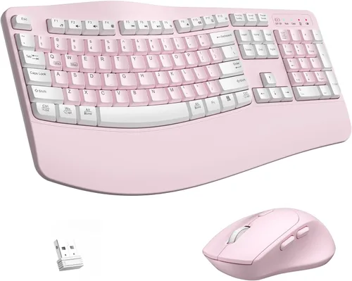 Vista 15 de Combo de teclado y mouse inalámbricos, teclas de onda ergonómicas 2.4G