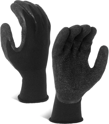 Vista 2 de Evridwear - Guantes de trabajo de látex arrugado con revestimiento de mano para seguridad, para hombres y mujeres, uso general, multiusos