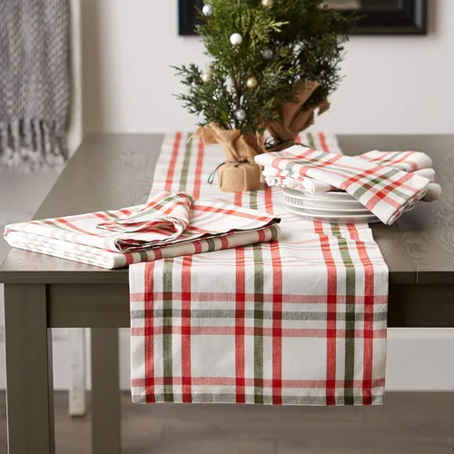 Vista 6 de DII Jolly Christmas Tree Collection - Decoración navideña de mesa y cocina, camino de mesa, 14 x 72 pulgadas, cuadros navideños