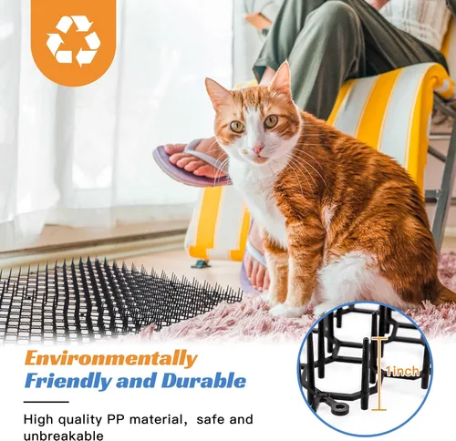 Vista 5 de Tapete de 16 x 13 pulgadas para gatos, paquete de 10 alfombrillas para gatos con púas – Solución disuasoria de mascotas para interiores y exteriores